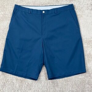 Peter Millar Crown Sport Blue Wicking Golf Shorts Mens 38 Flat Front Performance